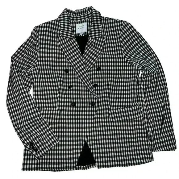 Anthroplogie Maison d’ Amélie gingham blazer black and white size Large - Picture 1 of 8